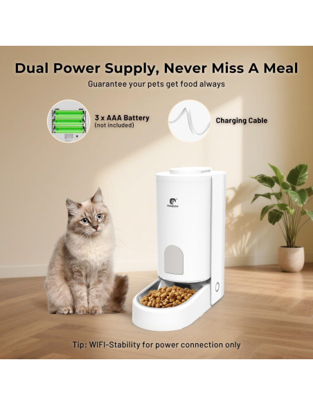 Comedero Automático para Gatos HOLAPAW 3.7L WiFi Control APP