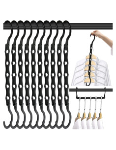 10 Perchas Ahorra Espacio DUCOO - Organizadores de Ropa Negros