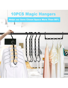 10 Perchas Ahorra Espacio DUCOO - Organizadores de Ropa Negros 2