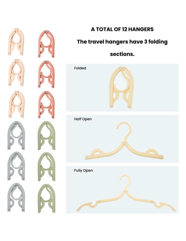 12 Perchas Plegables LIFTATAPA para Viaje y Dormitorio - Antideslizantes