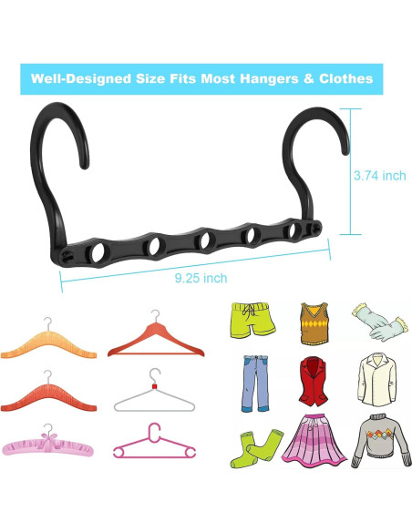 10 Perchas Ahorra Espacio DUCOO - Organizadores de Ropa Negros