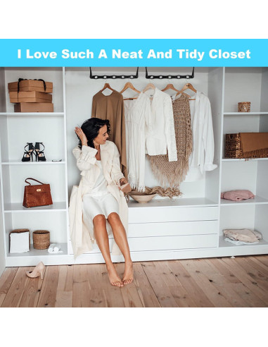 10 Perchas Ahorra Espacio DUCOO - Organizadores de Ropa Negros