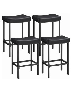 Conjunto de 4 Taburetes de Bar HOOBRO Negro 63 cm