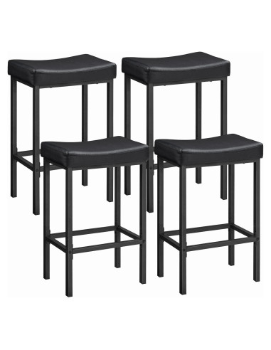 Conjunto de 4 Taburetes de Bar HOOBRO Negro 63 cm