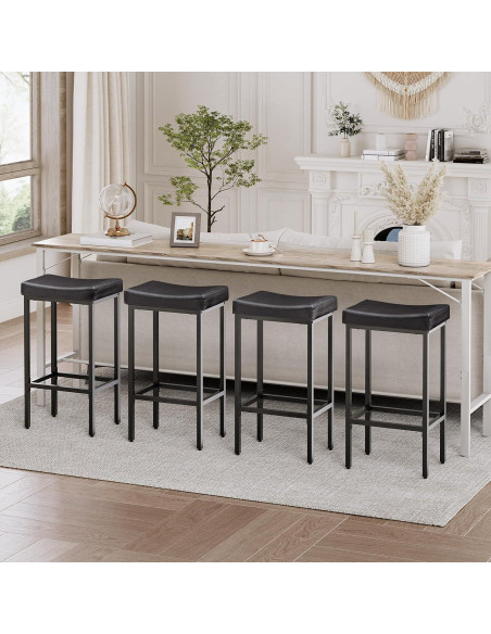 Conjunto de 4 Taburetes de Bar HOOBRO Negro 63 cm