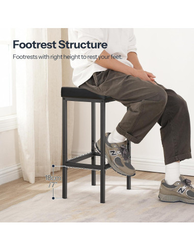 Conjunto de 4 Taburetes de Bar HOOBRO Negro 63 cm