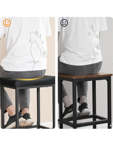 Conjunto de 4 Taburetes de Bar HOOBRO Negro 63 cm