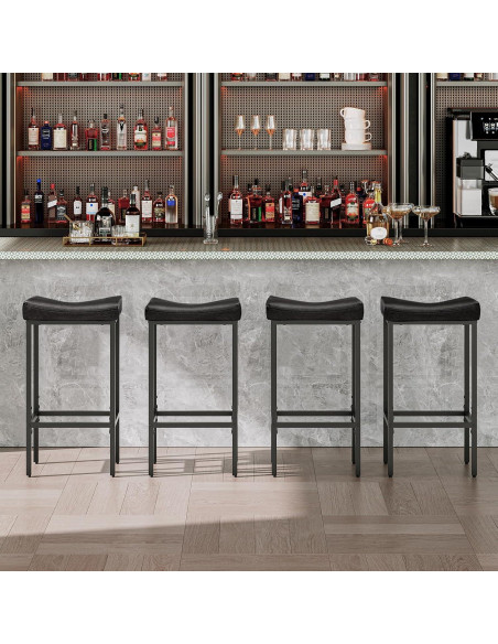Conjunto de 4 Taburetes de Bar HOOBRO Negro 63 cm