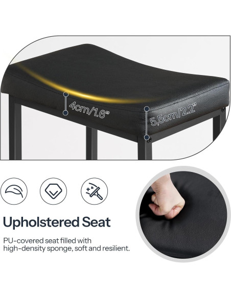 Conjunto de 4 Taburetes de Bar HOOBRO Negro 63 cm