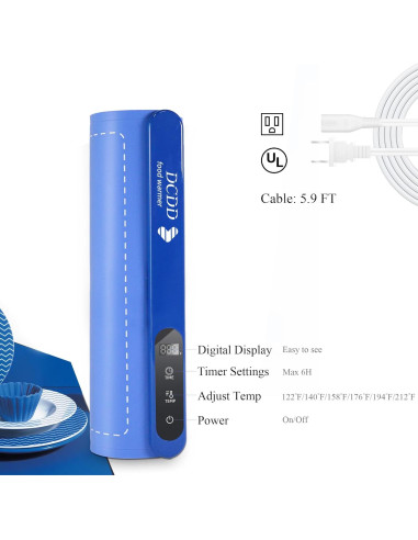 Calentador de Comida DCDD 500W con Temporizador y 6 Niveles