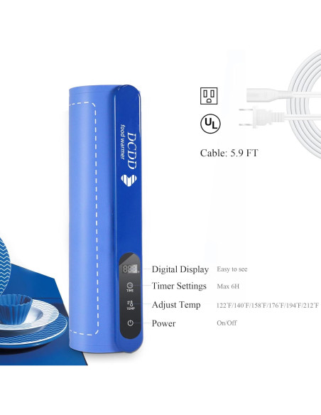 Calentador de Comida DCDD 500W con Temporizador y 6 Niveles