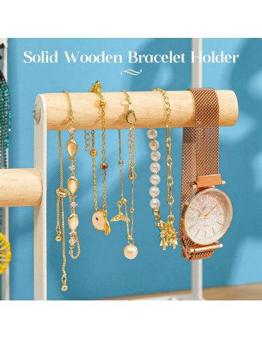 Soporte Organizador de Joyería X-cosrack, 72 Agujeros, 12 Ganchos, 2 Barras, Blanco