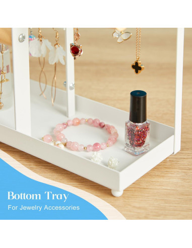 Soporte Organizador de Joyería X-cosrack, 72 Agujeros, 12 Ganchos, 2 Barras, Blanco