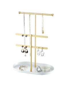 Organizador de Joyería Saydear Blanco y Dorado 2 Niveles