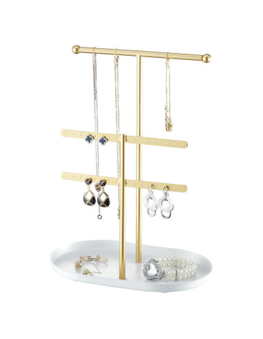Organizador de Joyería Saydear Blanco y Dorado 2 Niveles