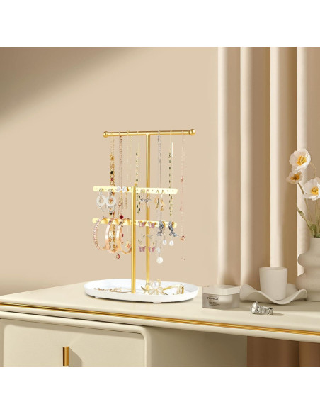 Organizador de Joyería Saydear Blanco y Dorado 2 Niveles Organizador de Joyería Saydear Blanco y Dorado 2 Niveles