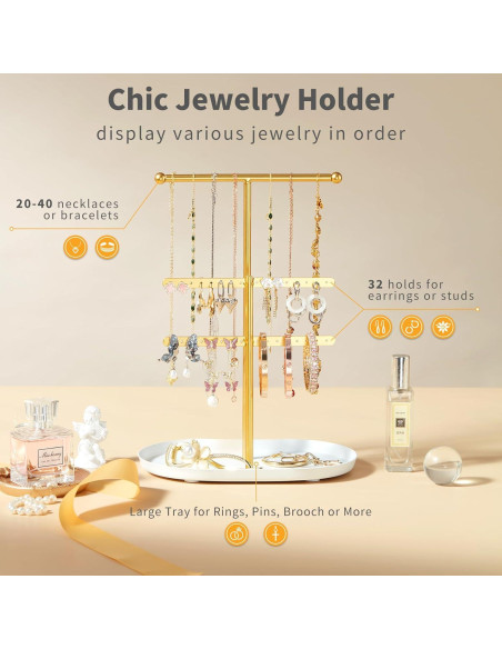Organizador de Joyería Saydear Blanco y Dorado 2 Niveles Organizador de Joyería Saydear Blanco y Dorado 2 Niveles