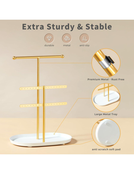 Organizador de Joyería Saydear Blanco y Dorado 2 Niveles Organizador de Joyería Saydear Blanco y Dorado 2 Niveles