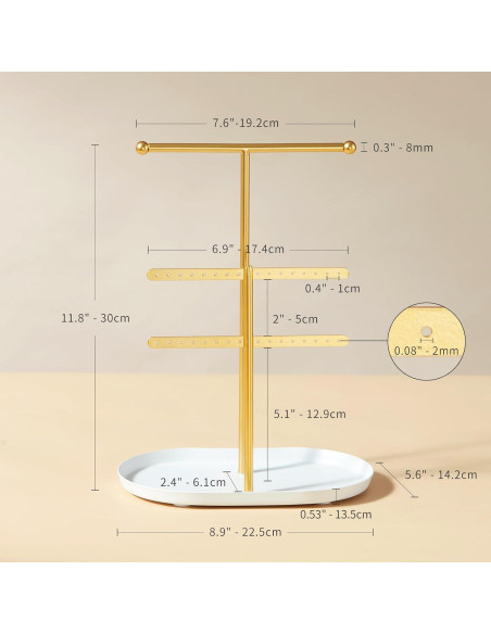 Organizador de Joyería Saydear Blanco y Dorado 2 Niveles Organizador de Joyería Saydear Blanco y Dorado 2 Niveles