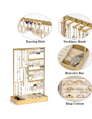 Organizador de Joyería PiQi-Grecge Dorado 4 Niveles Metal