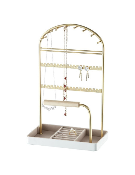 Soporte Organizador de Joyería Saydear Blanco y Dorado 2 Niveles Soporte Organizador de Joyería Saydear Blanco y Dorado 2 Niveles