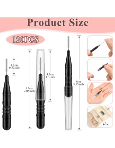 120 Cepillos Micro para Cejas MAPVOLUT con Tapa 5.2cm 2