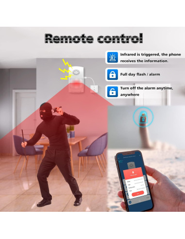 Detector de Movimiento PIR SENCKIT WiFi 110dB Alarma Inteligente