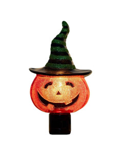 Luz Nocturna LED Calabaza con Sombrero de Bruja 18.4x13cm