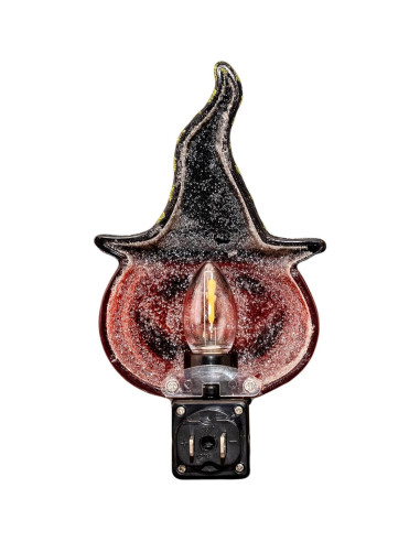 Luz Nocturna LED Calabaza con Sombrero de Bruja 18.4x13cm