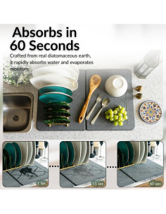 Alfombrilla de Secado de Piedra BARTEQ 60x39 cm Antideslizante 2