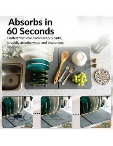 Alfombrilla de Secado de Piedra BARTEQ 60x39 cm Antideslizante