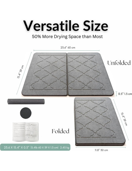 Alfombrilla de Secado de Piedra BARTEQ 60x39 cm Antideslizante