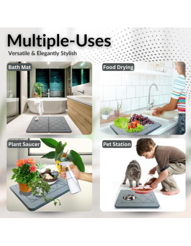 Alfombrilla de Secado de Piedra BARTEQ 60x39 cm Antideslizante