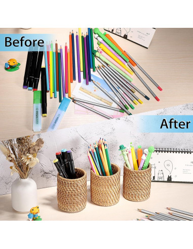 Organizador de Escritorio BTSKY 3 Pack Ratan Ecológico