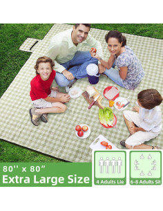 Manta de Picnic ZAZE Extra Grande 203x203cm Impermeable 2