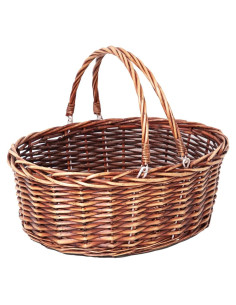 Cesta de Picnic de Mimbre JJSQ 43x33x18 cm con Mangos Plegables