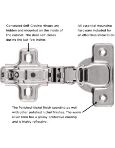 Bisagra Oculta Euro Hickory Hardware P5111-14 Niquel Pulido 105 2