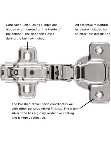 Bisagra Oculta Euro Hickory Hardware P5111-14 Niquel Pulido 105
