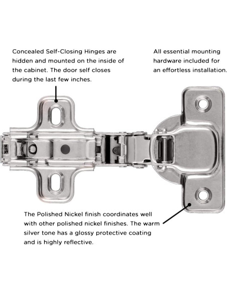 Bisagra Oculta Euro Hickory Hardware P5111-14 Niquel Pulido 105