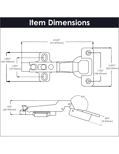Bisagra Oculta Euro Hickory Hardware P5111-14 Niquel Pulido 105