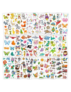 Set de 300+ Tatuajes Temporales para Niños Habett - Animales, Espacio, Dinosaurios