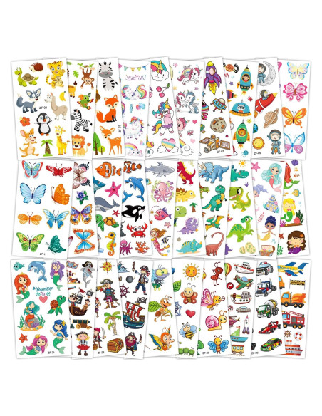 Set de 300+ Tatuajes Temporales para Niños Habett - Animales, Espacio, Dinosaurios