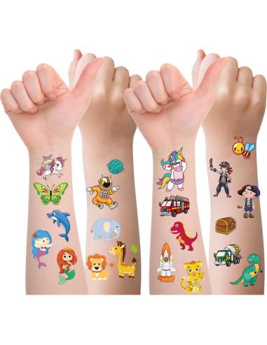 Set de 300+ Tatuajes Temporales para Niños Habett - Animales, Espacio, Dinosaurios