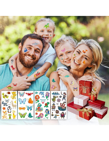 Set de 300+ Tatuajes Temporales para Niños Habett - Animales, Espacio, Dinosaurios
