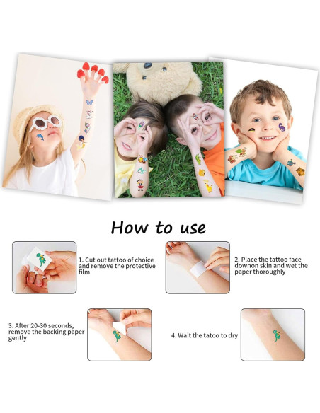 Set de 300+ Tatuajes Temporales para Niños Habett - Animales, Espacio, Dinosaurios