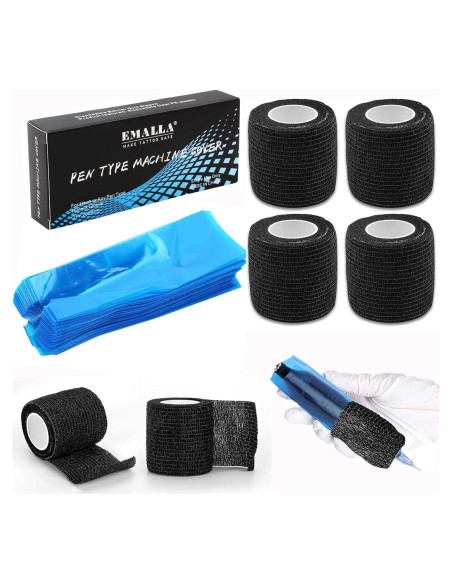 Cubiertas de máquina de tatuaje Urknall 200pcs + 4pcs cinta agarre