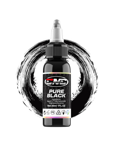 Tinta de Tatuaje Negra CNC 30ml Premium para Contornos y Sombreado