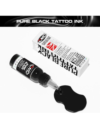 Tinta de Tatuaje Negra CNC 30ml Premium para Contornos y Sombreado