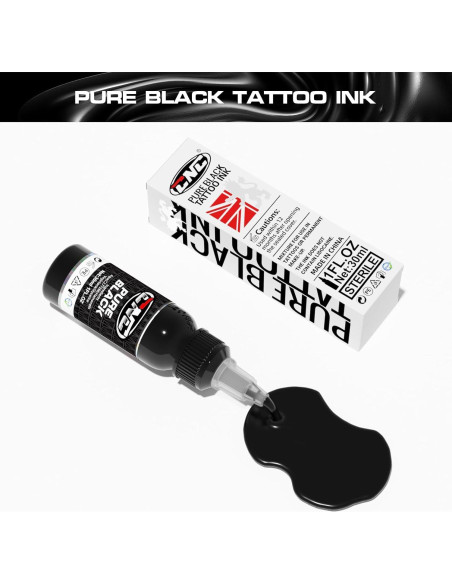Tinta de Tatuaje Negra CNC 30ml Premium para Contornos y Sombreado