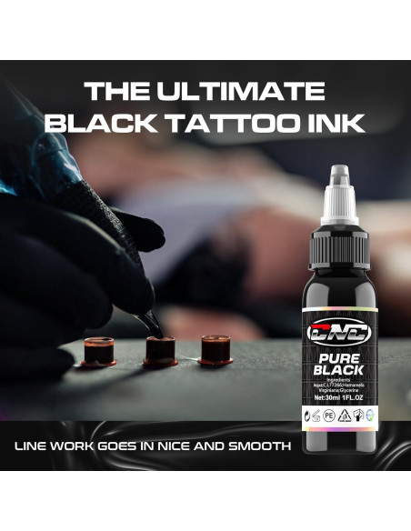 Tinta de Tatuaje Negra CNC 30ml Premium para Contornos y Sombreado